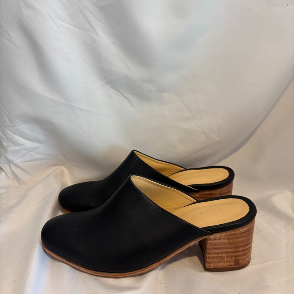 Nisolo All-Day Heeled Mule,  Black, Size 7.5, NEW